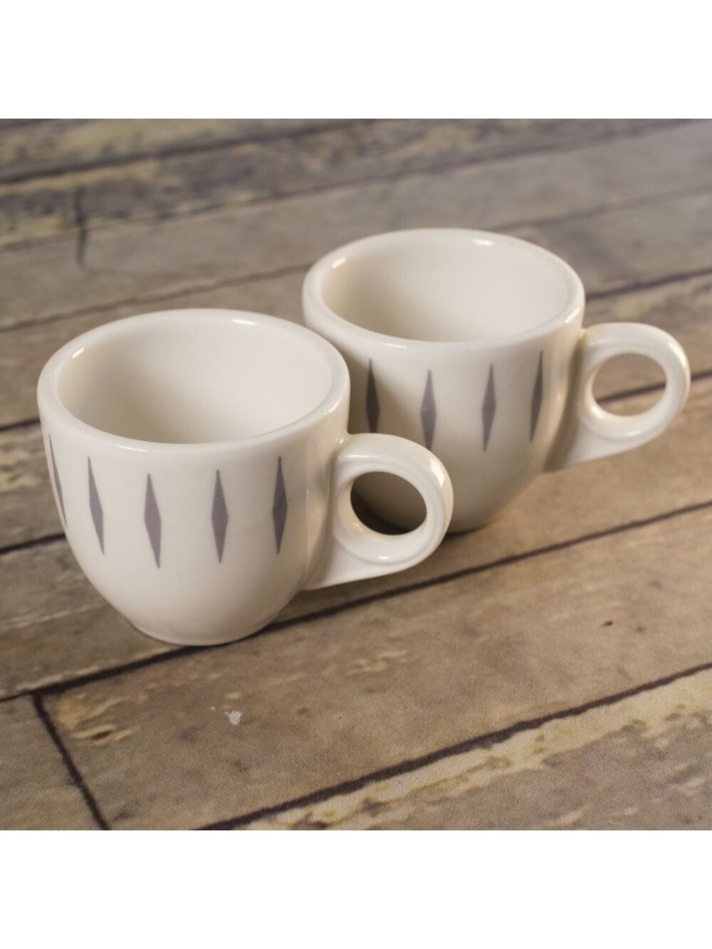 Homer Laughlin Childrens Mugs HLC USA Festival Gray Diamond Atomic MCM-Set of 2